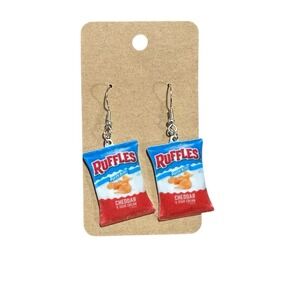 NEW novelty fashion EARRINGS dangle cheddar cheese chips food